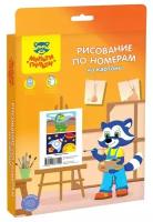 Рисование по номерам на картоне Мульти-Пульти "Пес и кот. Зебра", А5, 2шт., с акриловыми красками, картон