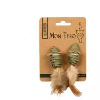 Mon Tero игрушка для кошек с кошачьей мятой Мышь с перьями 5 см, зеленый