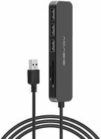 Хаб USB Acasis AB2-CL412 USB2.0 to 3 USB2.0 + TF/Memory Card - Черный