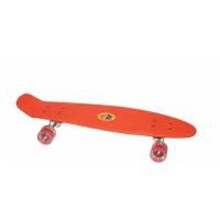 Скейт пенни борд 22 (Penny Board) оранжевый светящиеся колеса