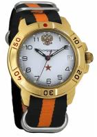 Мужские наручные часы Восток Командирские 439322-black-orange, нейлон, оранжевый/черный