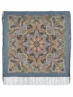 Платок Павловопосадская платочная мануфактура,89х89 см, фиолетовый, серый