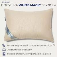 Подушка для сна и отдыха SONNO WHITE MAGIC, средней жесткости, гипоаллергенная, с кантом, 50x70 см, высота 15 см