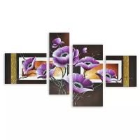 Модульная картина на холсте "Фиолетовые маки" 90x54 см