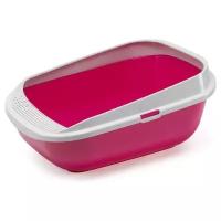 Moderna Туалет для кошек с рамкой и высокими бортами 57,4*42,7*25,5 см, ярко-розовый (Comfy Step - Hot Pink)