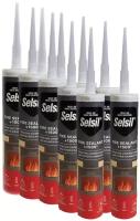 Герметик для печей и каминов SelSil Fire Sealant 1500°С + пистолет