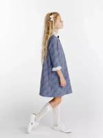 Школьное платье matematika, размер 134-140, синий, голубой