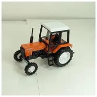 Масштабная модель "МОМ" Трактор МТЗ-82 "Люкс-2" (металл) оранжевый/белый, 1:43