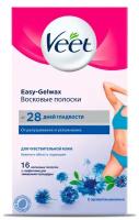 Veet Восковые полоски Easy Gelwax с миндальным маслом и ароматом василька для чувствительной кожи бикини и области подмышек 30 г 16 шт