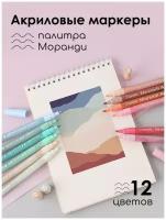 Акриловые маркеры на водной основе, тегинг маркеры, набор для скетчинга, рисования и творчества на любых поверхностях (12 цветов), Cozy&Dozy