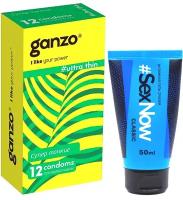 Презервативы супертонкие Ganzo #ultra thin 12 шт + интимная гель смазка для секса #SexNow Classic 50 мл