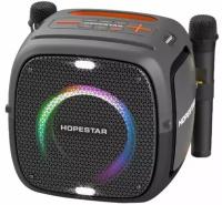 Портативная Bluetooth Колонка Hopestar Party One 80 Вт, с двумя беспроводными микрофонами/без штатива/портативная акустика /блютуз колонка (черный)