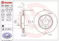 BREMBO 09.9582.10 Диск торм. зад. вент.[294x22] 5 отв