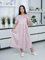 Lovetex.store / Платье женское летнее в горошек / пудра / размер 64