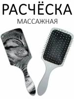 Расческа для волос массажная Hair Care с принтом "Милующиеся котики" белая