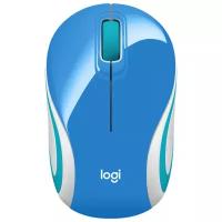 Мышь Logitech M187, оптическая, беспроводная, USB, голубой и белый [910-002733]