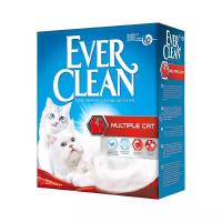 EVER CLEAN MULTIPLE CAT наполнитель комкующийся для туалета кошек с ароматизатором красная полоска (6 + 6 л)