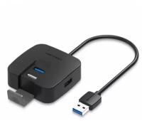 Концентратор VENTION OTG USB 2.0/ USB 3.0 на 4 порта Черный - 0.5 метра