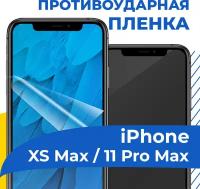 Комплект 2 шт. Гидрогелевая пленка для телефона Apple iPhone XS Max / 11 Pro Max / Противоударная защитная пленка на смартфон Эпл Айфон ХС Макс / 11 Про Макс