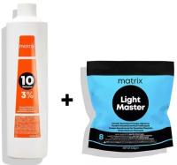 MATRIX Набор Осветляющий порошок для волос Light Master 500 гр и Крем-окислитель, оксид 3% 1000 мл