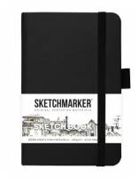 Скетчбук для рисования и скетчинга SKETCHMARKER 140г/м2 9х14см. 160 страниц цвета слоновой кости, твердая обложка, цвет: черный