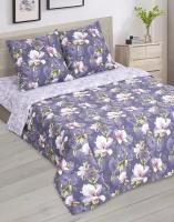 Комплект постельного белья АртПостель "Романс" 2 спальный, бязь, синий, цветы