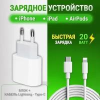 Зарядка для iPhone 20W 3.1А Блок и провод lightning быстрая зарядка