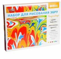 Набор для рисования эбру: краски 6 цв по 5 мл, 5 л бумаги, загуститель 14 г, инструм, под 3103735