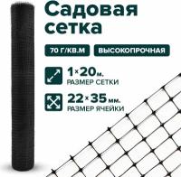 Сетка садовая пластиковая 1 x 20 м для птичников, для вольеров ячейка 22 x 35 мм, черный