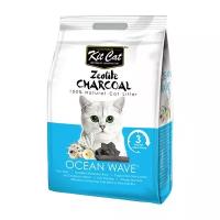 Kit Cat Zeolite Charcoal Ocean Wave цеолитовый комкующийся наполнитель с ароматом океанского бриза - 4 кг