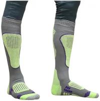 Носки сноубордические, горнолыжные, мужские BroStuff Tech Grey Neon Green, размер L (eur 41-45)