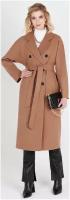 Пальто Fidan демисезонное, шерсть, силуэт прямой, средней длины, размер 44, коричневый