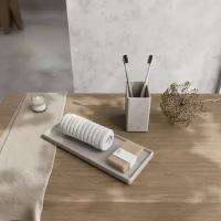 Набор аксессуаров для ванной комнаты "Oxford" арт бетон серый, 2 предмета: стакан, поднос