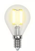 Uniel Лампа светодиодная шар теплый свет (UL-00000197) Е14 6W 3000K прозрачная LED-G45-6W/WW/E14/CL