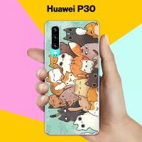 Силиконовый чехол на Huawei P30 Много котов / для Хуавей П30