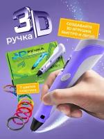 3D ручка 3D Pen PRO 7 мотков пластика PLA 70 метров и трафаретами для 3д рисования, новогодний набор