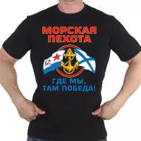 Чёрная футболка с символикой Морской пехоты RUS 54 (2XL)