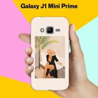 Силиконовый чехол на Samsung Galaxy J1 Mini Prime Девушка в черном / для Самсунг Галакси Джей 1 Мини Прайм