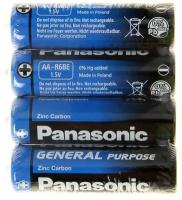 Panasonic Батарейка солевая Panasonic General Purpose, AA, R6-4S, 1.5В, спайка, 4 шт