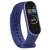 Силиконовый браслет для Xiaomi Mi Band 5 / Mi Band 4 / Mi Band 3 Ребристый с окантовкой Темно-синий с белым