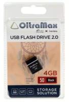 Флешка OltraMaх 50, 4 Гб, USB2.0, чт до 15 Мб/с, зап до 8 Мб/с, чёрная