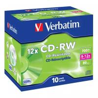 CD-RW Диск VERBATIM (PACK 10 шт. в футлярах) 8-12x 700Mb 80 min