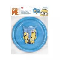 Набор пластиковой посуды Stor из 3-х предметов тарелка, миска, стакан, Миньоны Правила (89910)