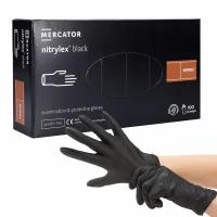 Нитриловые перчатки, чёрные Mercator Nitrylex, 50 пар, Размер XS