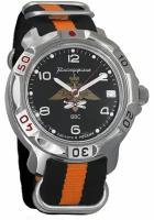 Мужские наручные часы Восток Командирские 811928-black-orange, нейлон, оранжевый/черный