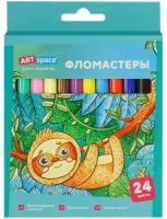 Фломастеры ArtSpace "Милые зверушки", 24 цвета, смываемые, картон, европодвес (WP24_26940)