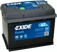 EXIDE EB620 Excell аккумулятор 12V 62Ah 540A ETN 0(R+) B13 242x175x190 14,7kg