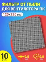 Фильтр от пыли для вентилятора ПК 120 мм х 120 мм сетка для кулера толщиной 0,5 мм и размер ячейки (соты) 0.8 мм (Черный)