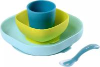 Набор посуды: 2 тарелки, стакан, ложка BEABA SILICONE MEAL SET (4PCS)