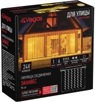 VEGAS 24V Электрогирлянда-конструктор "Занавес" 96 теплых LED ламп, 6 нитей прозрачный провод, 1*2 м